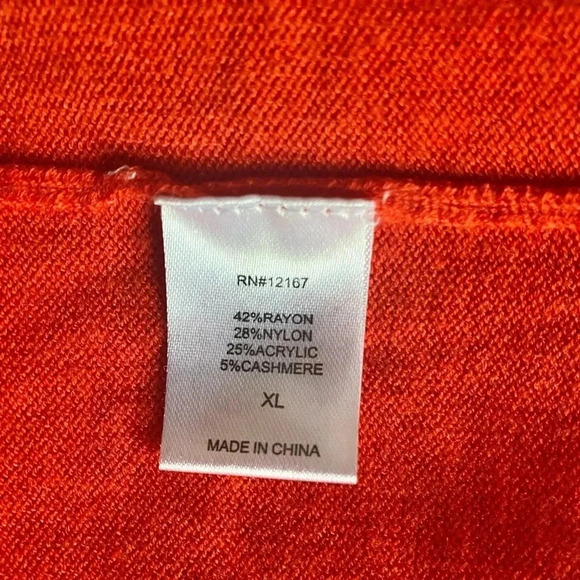 LAURIE FELT | “As Is” Cashmere Blend Daisy Print V-Neck Orange Sweater Size XL - Picture 9 of 9